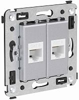 Розетка компьютерная без рамки DKC Avanti 2-м. RJ45+RJ45 6е закаленная сталь картинка